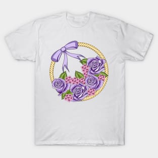 Roses Hydrangeas Wreath T-Shirt